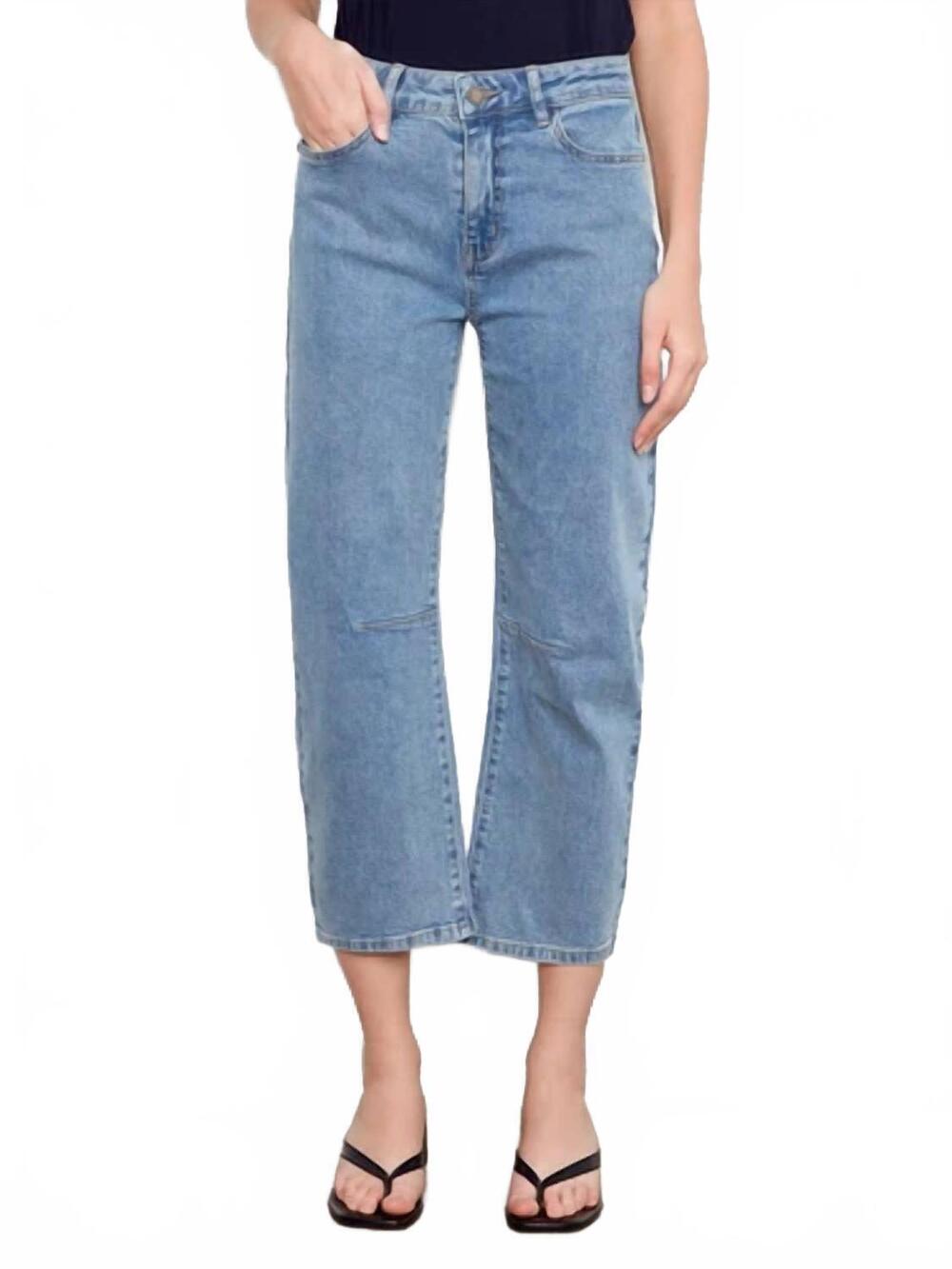 NEW CHARLIE B cropped barrel leg jeans in denim blue